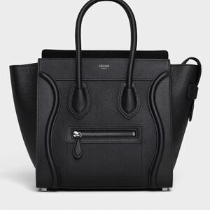 Celine Black Grained Calfskin leather large phantom luggage tote bag
